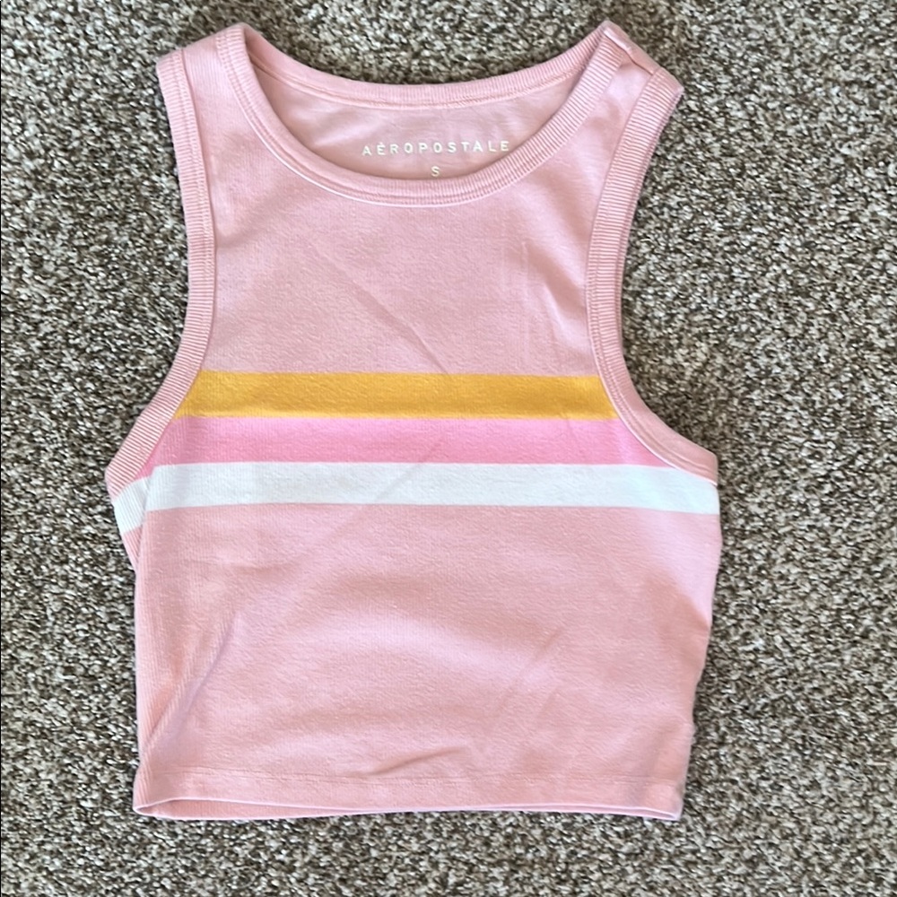 Aéropostale Pink Striped Crop Top